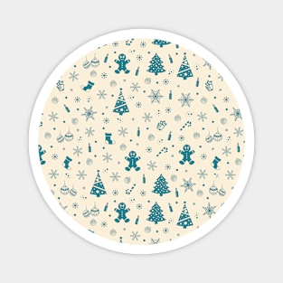 Blue And White Magical Christmas Pattern Magnet